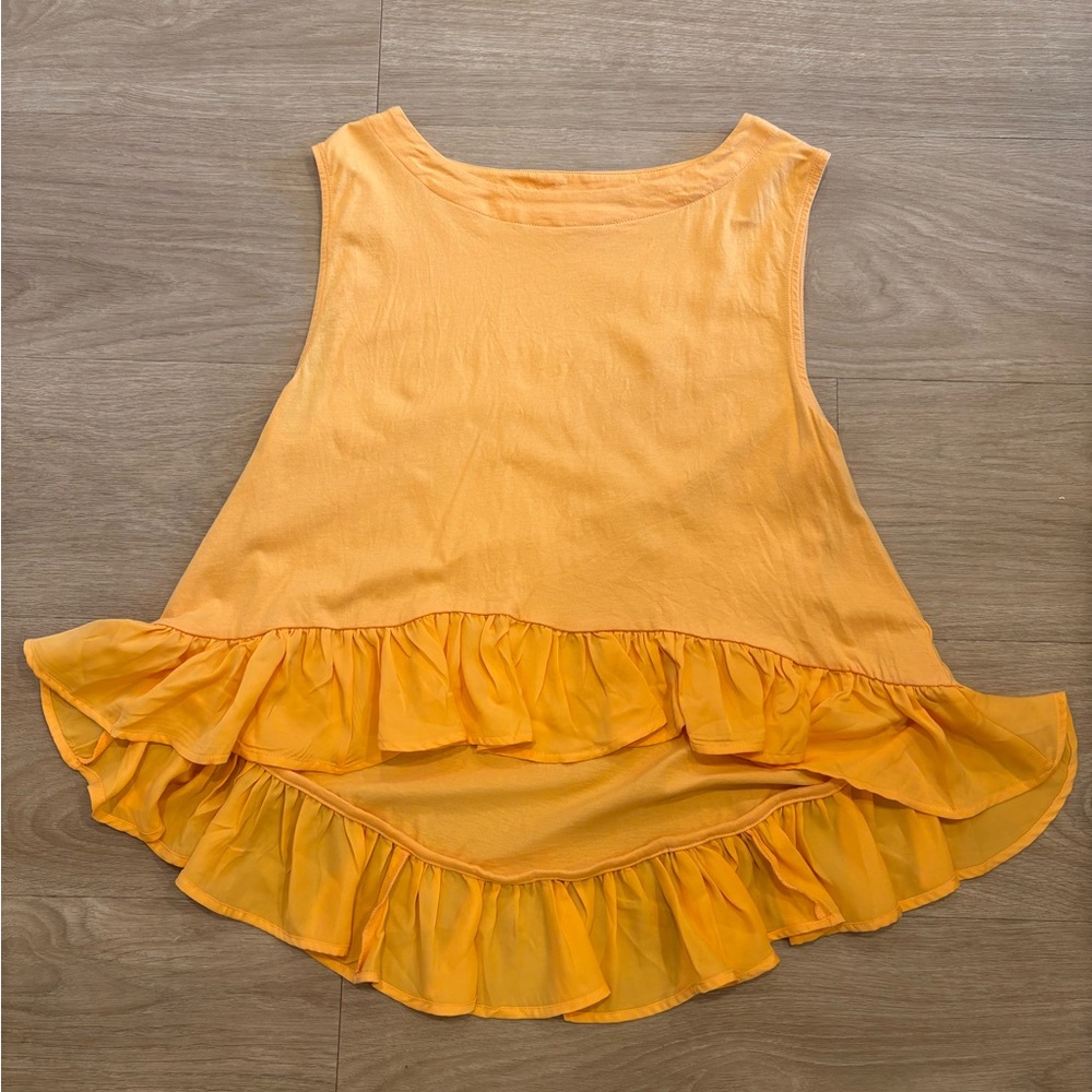 Orange Ruffle Hem Women's Top